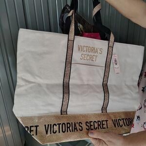 Victoria's Secret Cream and Gold Tote